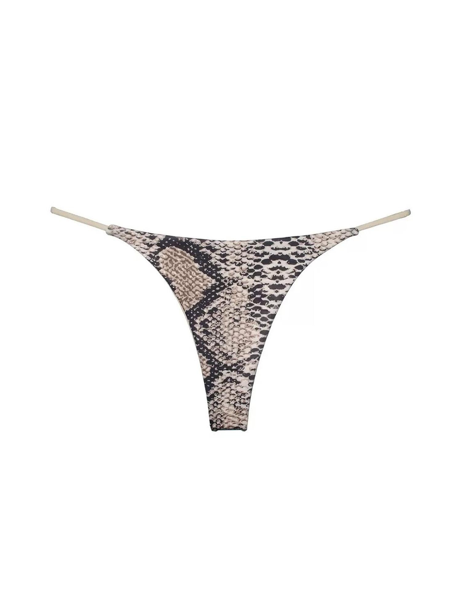 Fanptntox Black Edged Thin Strap Double Layer Low Waist Thong Women's Cotton Bikinis