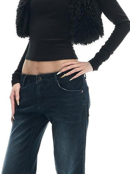 Fanptntox Black Fuzzy Slim Fit Sleeveless Zippered High Waist Women's Polyester Cardigans