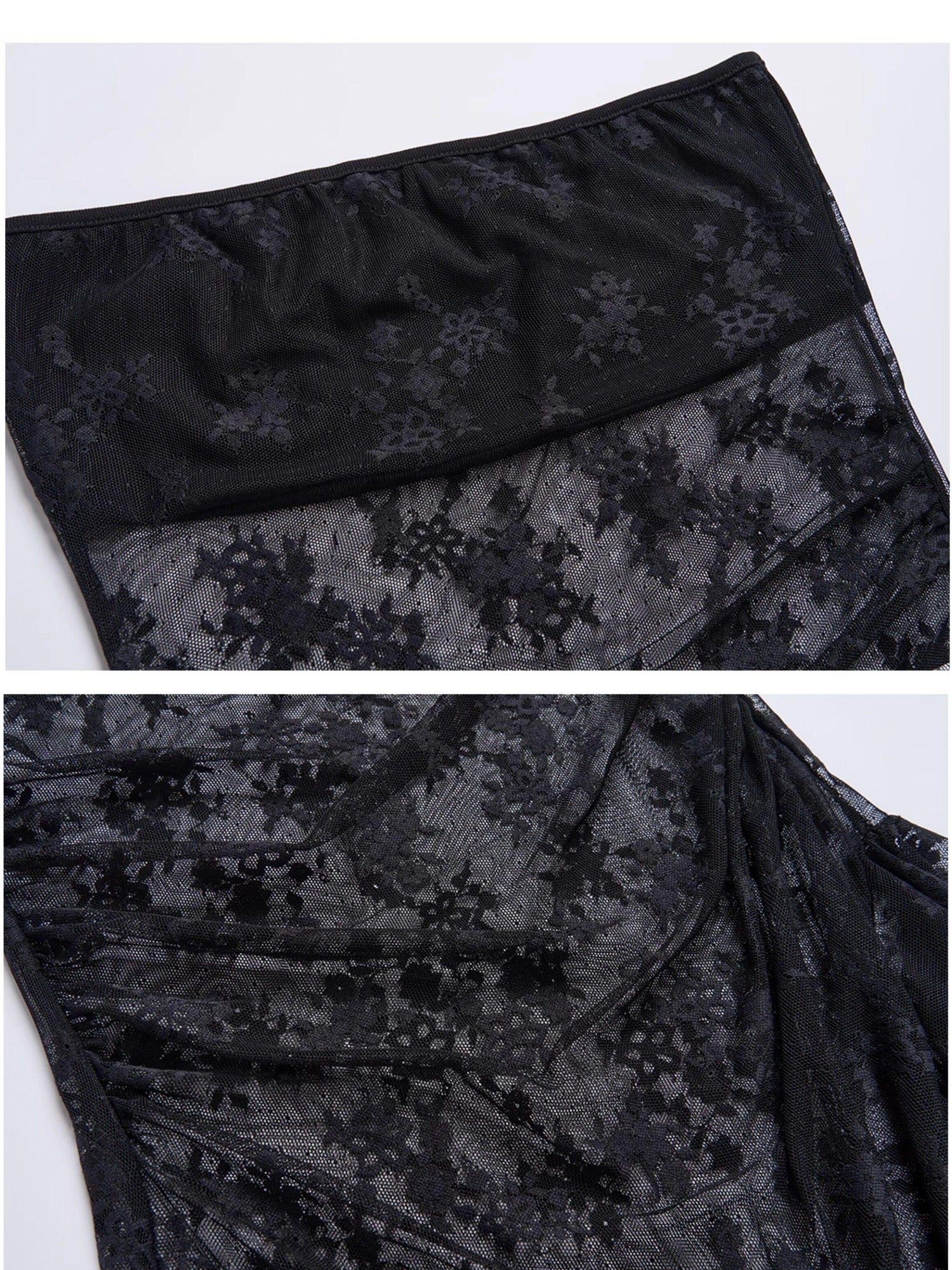 Fanptntox Black Lace Trim Off Shoulder Slim Fit Cropped Women's Tube Tops