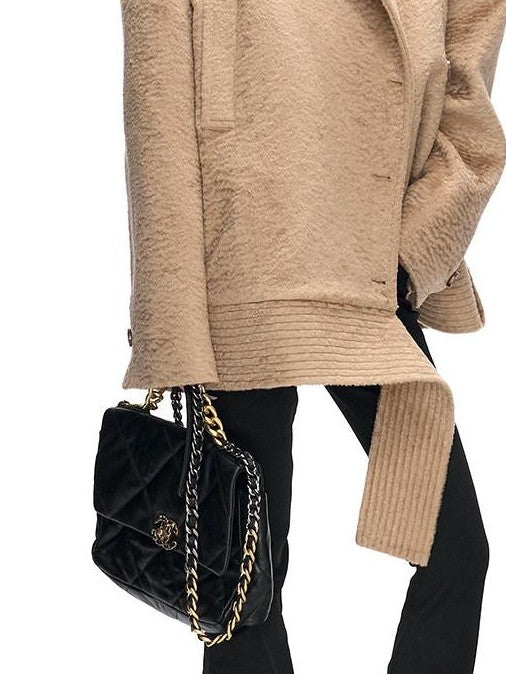 Fanptntox Black Metal Buckle Slit Low Waist Slim Cargo Women's Cotton Bootcut Pants