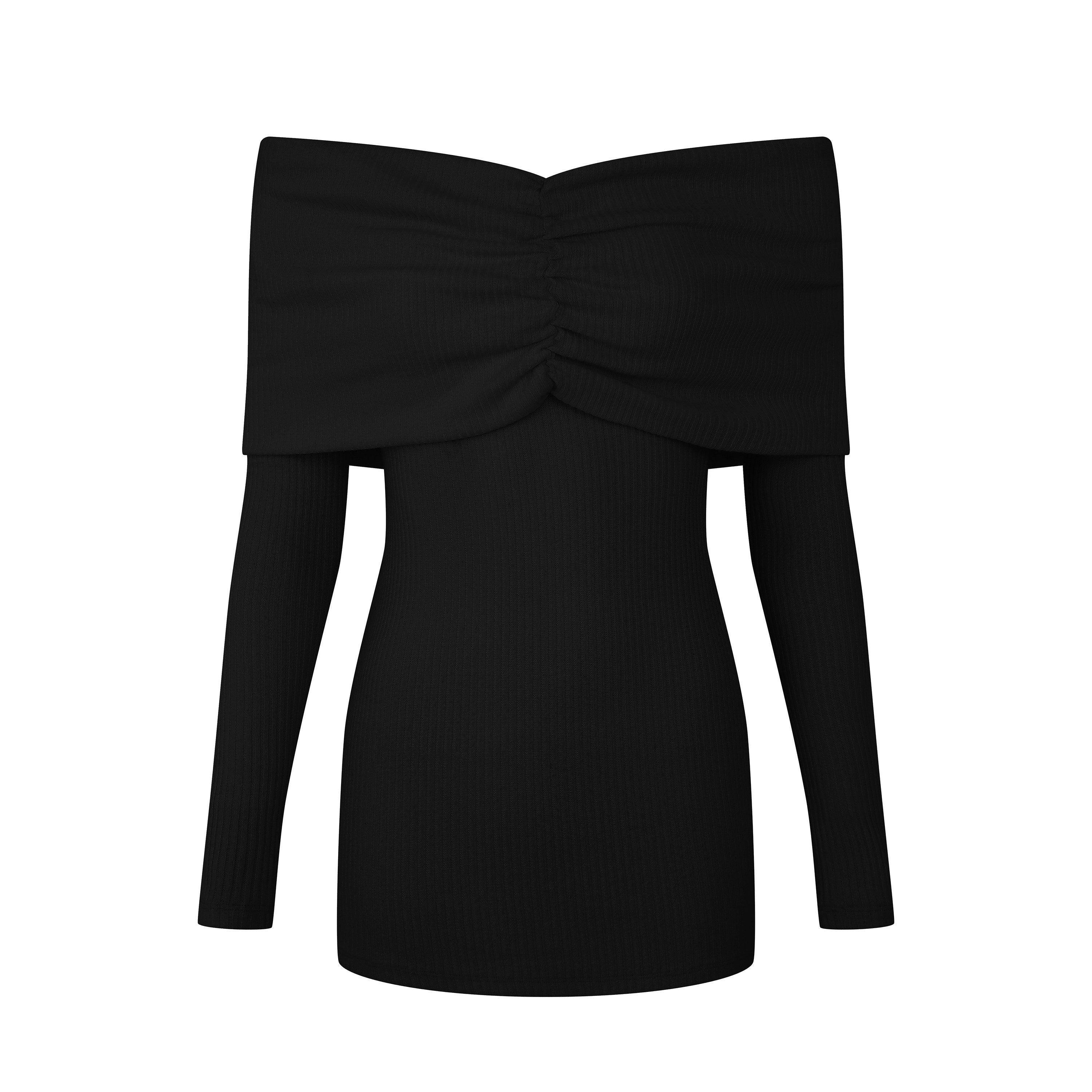 Fanptntox_Black_Off_Shoulder_Long_Sleeve_High_Waist_Solid_Women's_Bodycon_Mini_Dresses_761384373850_MISSTT