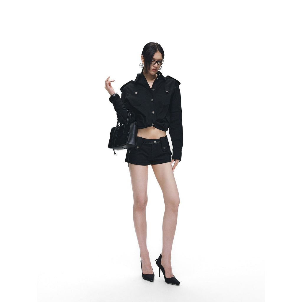 Fanptntox_Black_Oversized_Cargo_Shirt_Jacket_Women's_Cotton_Casual_Top_&_Shorts_Sets_963844439352_MISSTT