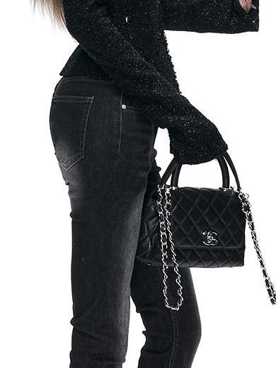 Fanptntox Black Padded Stand Collar Slim Waist Shimmer Women's Wool Tweed Jackets