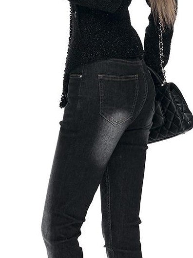 Fanptntox Black Padded Stand Collar Slim Waist Shimmer Women's Wool Tweed Jackets
