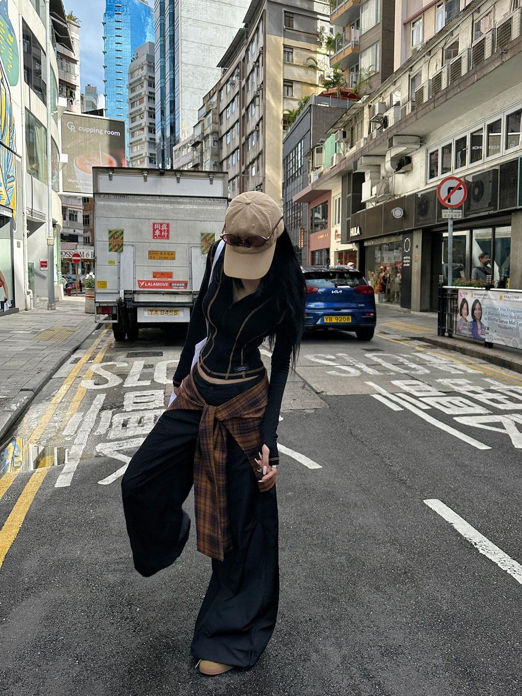 Fanptntox Black Parachute Paperbag Low Waist Tactical Women's Other Fabric Wide-leg Pants