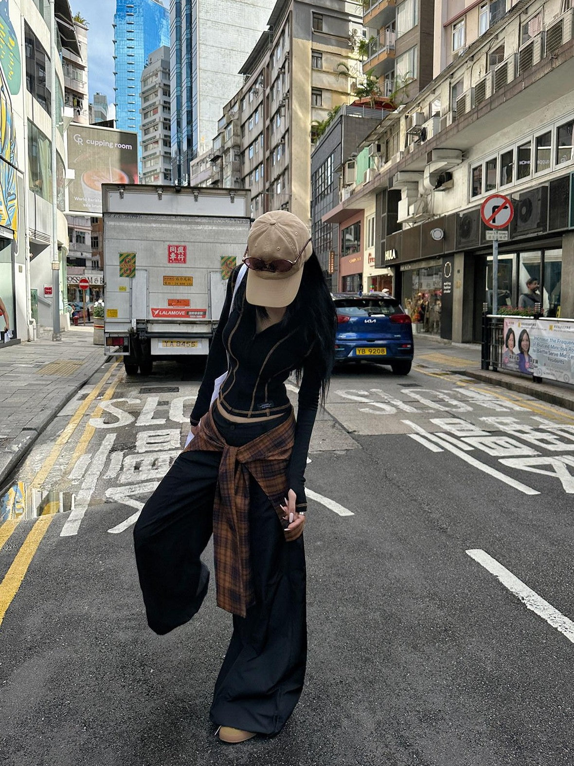 Fanptntox Black Parachute Paperbag Low Waist Tactical Women's Other Fabric Wide-leg Pants
