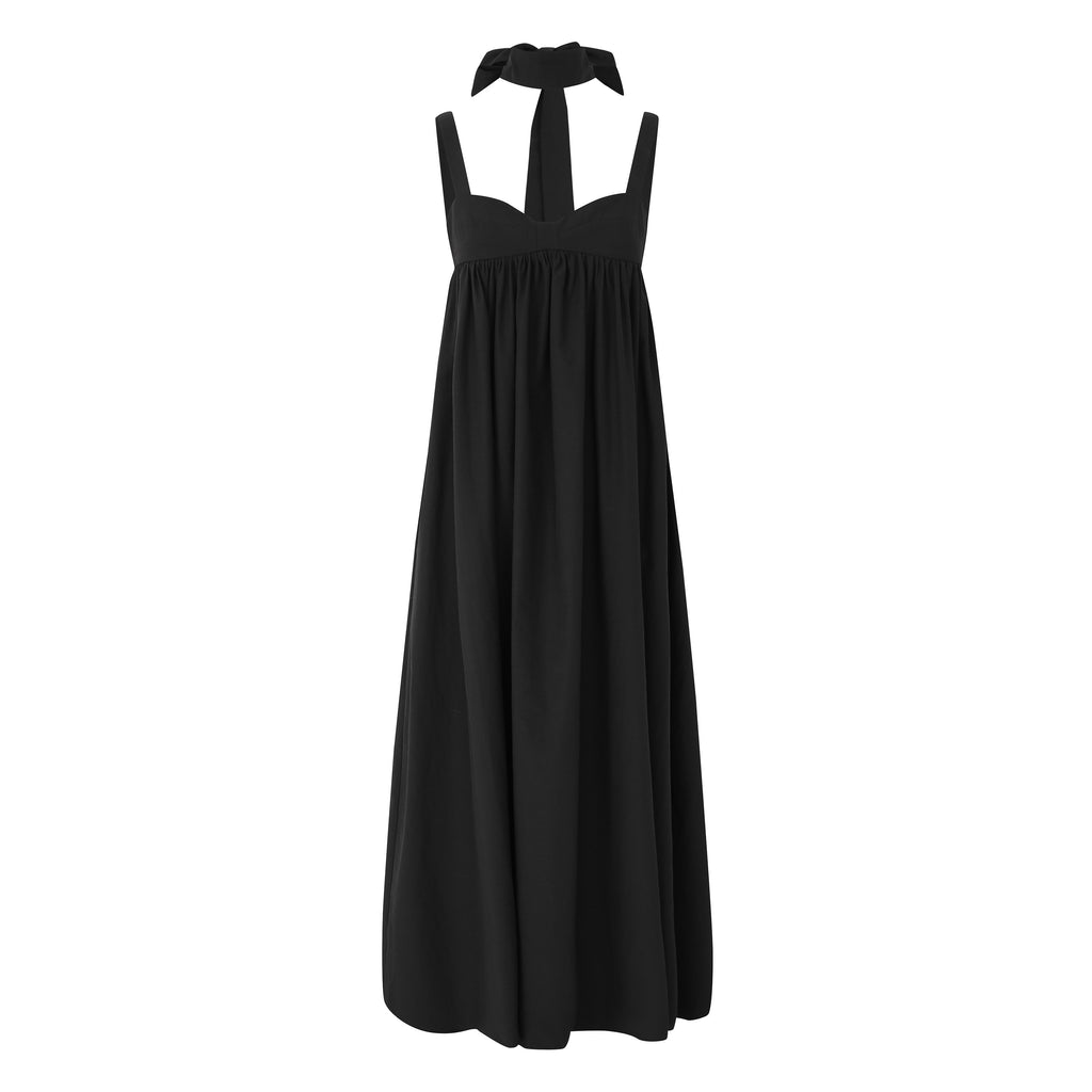 Fanptntox_Black_Puff_Sleeveless_Solid_Women's_Polyester_Cotton_Blend_Slip_Maxi_Dresses_720560277803_MISSTT