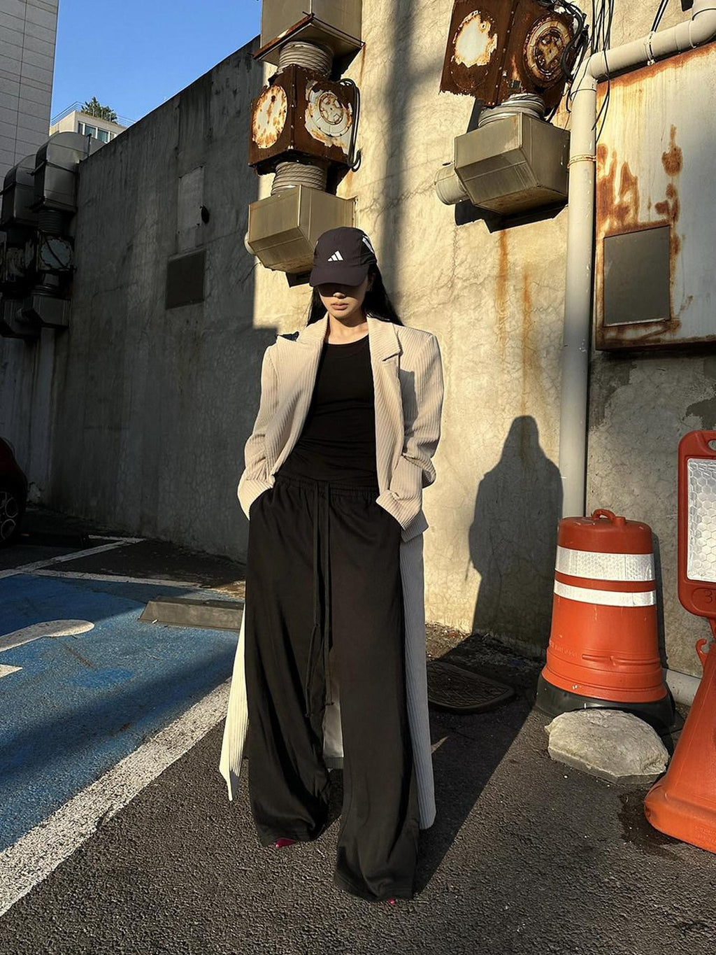 Fanptntox Black Relaxed Loose Wide Leg Low Rise Street Women's Other Fabric Sweatpants