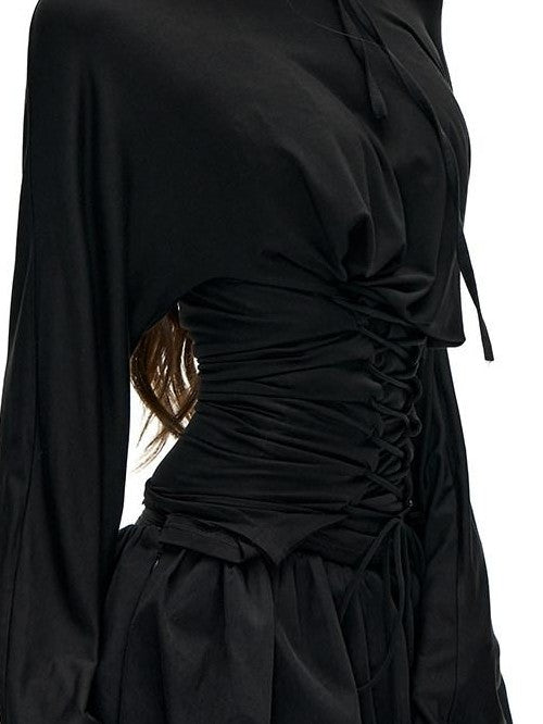 Fanptntox Black Reversible Waist Tie Handmade Floral Women's Viscose Matching Skirt Sets