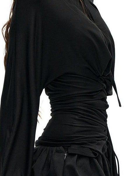 Fanptntox Black Reversible Waist Tie Handmade Floral Women's Viscose Matching Skirt Sets
