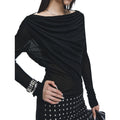 Fanptntox_Black_Rhinestone_Tie_V-neck_Slim_Women's_Tencel_Low_Waist_Matching_Skirt_Sets_963465463180_MISSTT