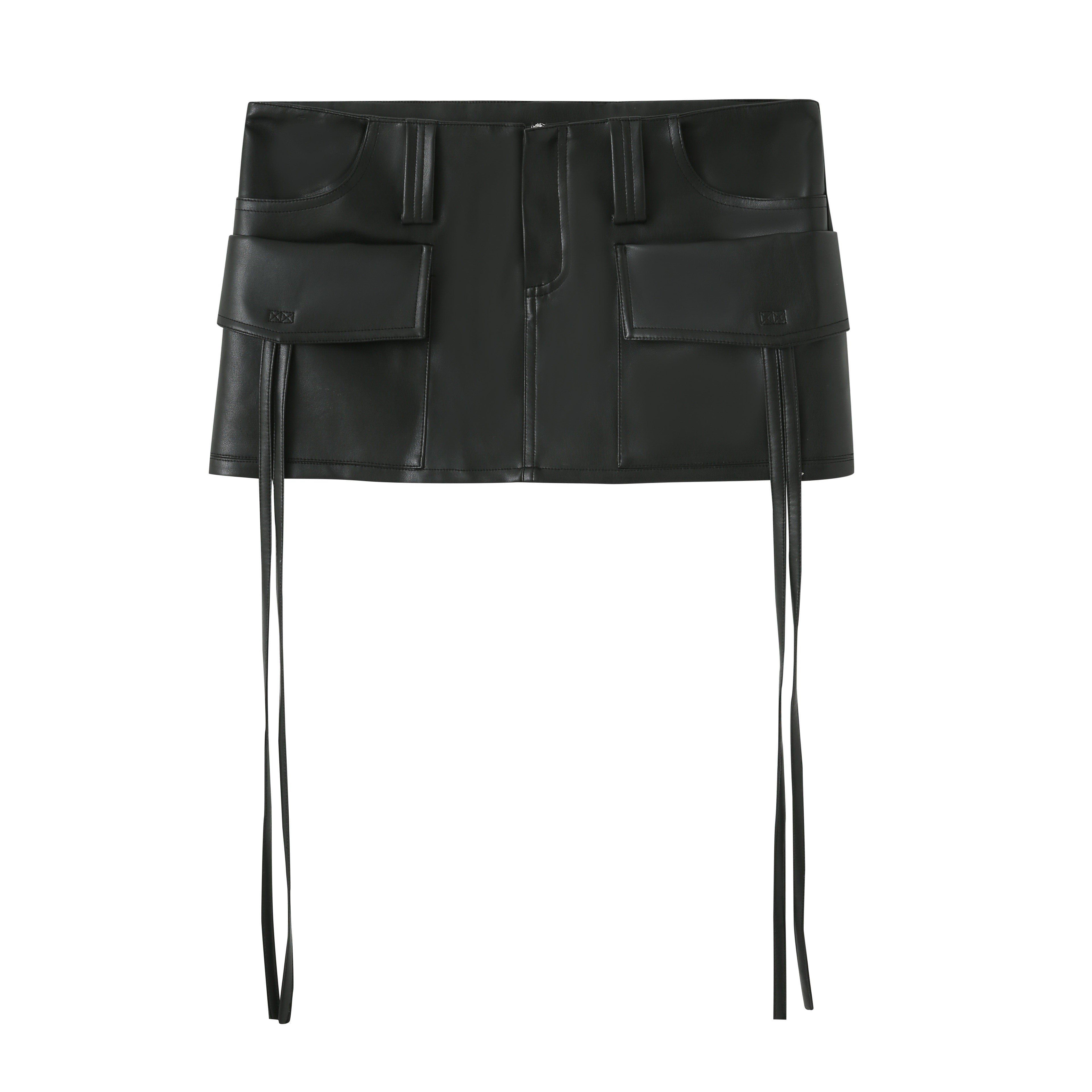 Fanptntox_Black_Ribbon_Tie_Short_Sexy_Street_Women's_Pu_Leather_Mini_Skirts_718152485288_MISSTT