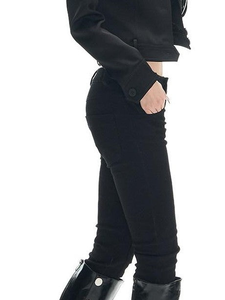 Fanptntox Black Satin Slim Fit Lapel Workwear Women's Polyester Cropped Jackets