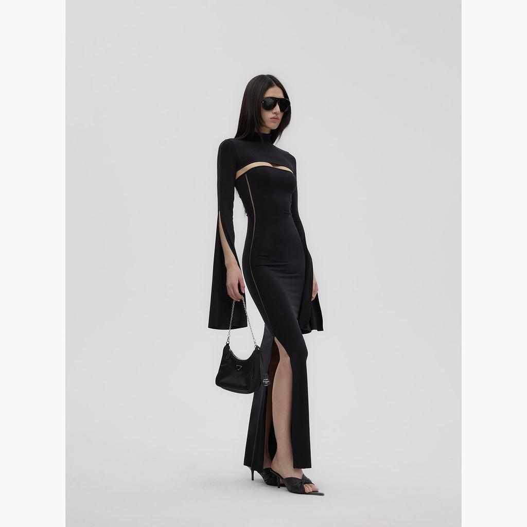Fanptntox_Black_Sheer_Mesh_Panel_Slim_Fit_Women's_Lyocell_Knit_Strapless_Maxi_Dresses_943305023526_MISSTT
