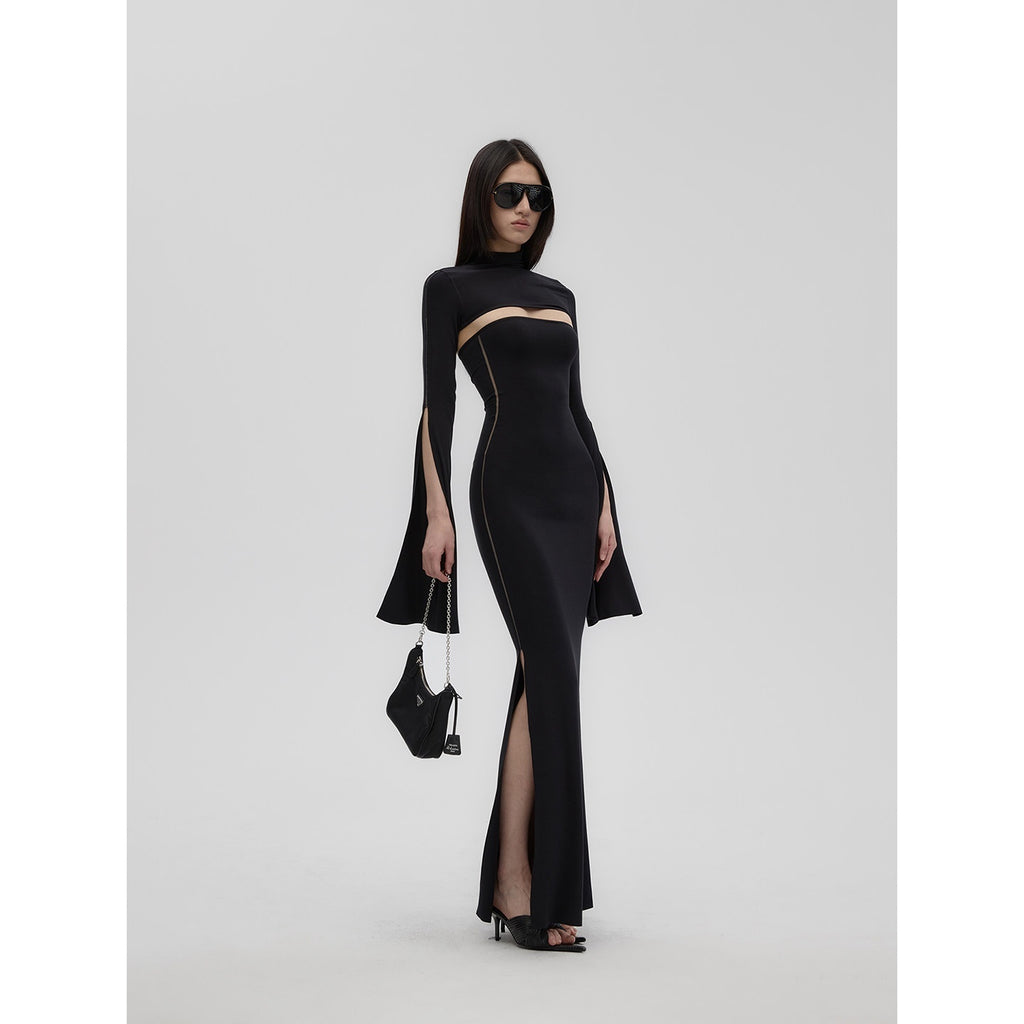 Fanptntox_Black_Sheer_Mesh_Panel_Slim_Fit_Women's_Lyocell_Knit_Strapless_Maxi_Dresses_943305023526_MISSTT