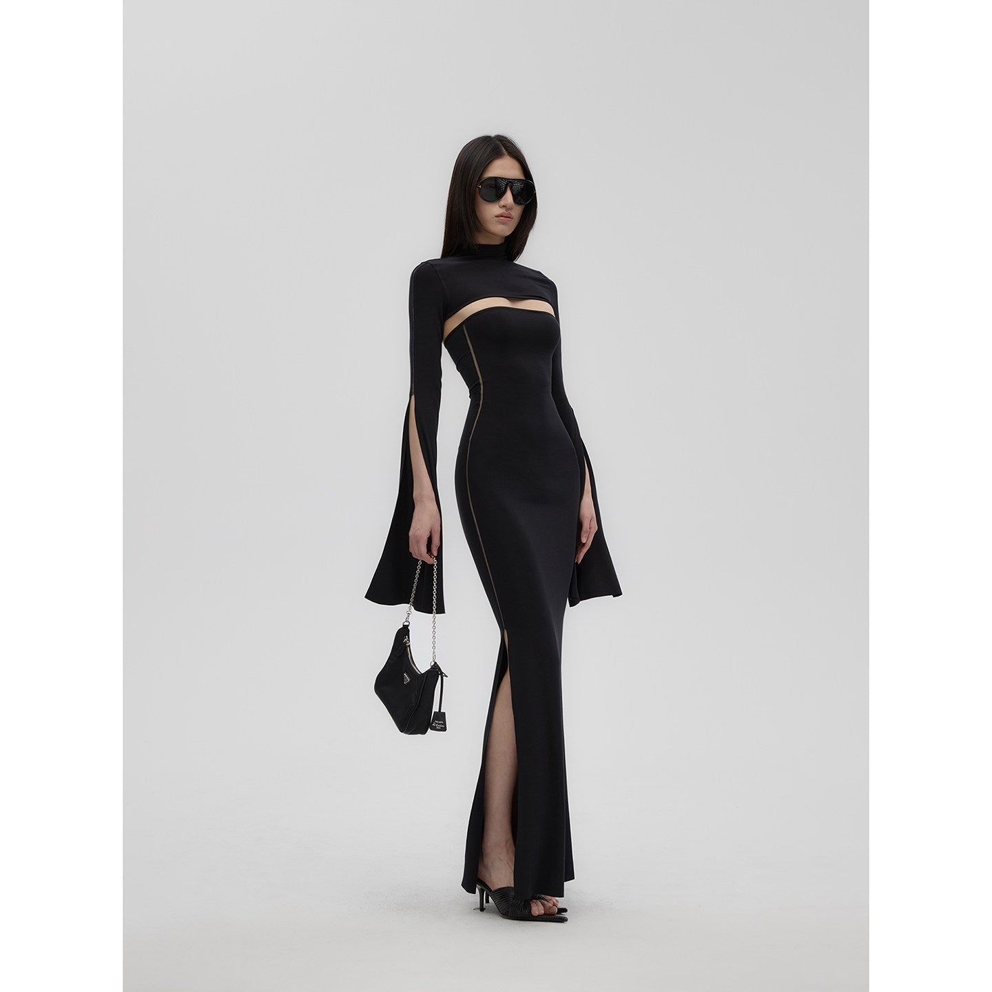 Fanptntox_Black_Sheer_Mesh_Panel_Slim_Fit_Women's_Lyocell_Knit_Strapless_Maxi_Dresses_943305023526_MISSTT