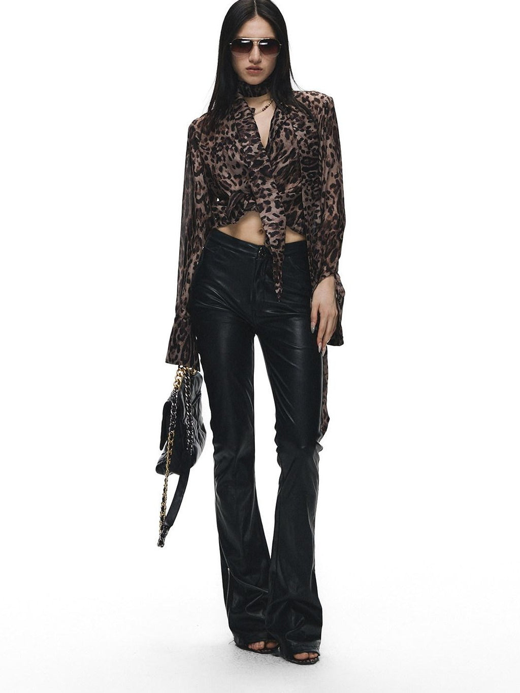 Fanptntox Black Slim Low Rise Zip Detail Women's Pu Faux Leather Pants