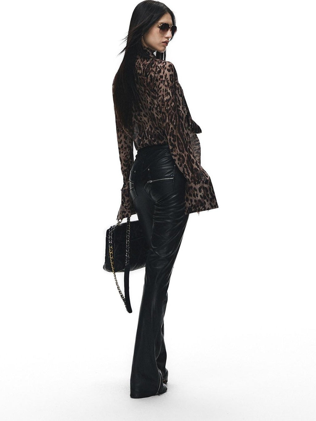 Fanptntox Black Slim Low Rise Zip Detail Women's Pu Faux Leather Pants