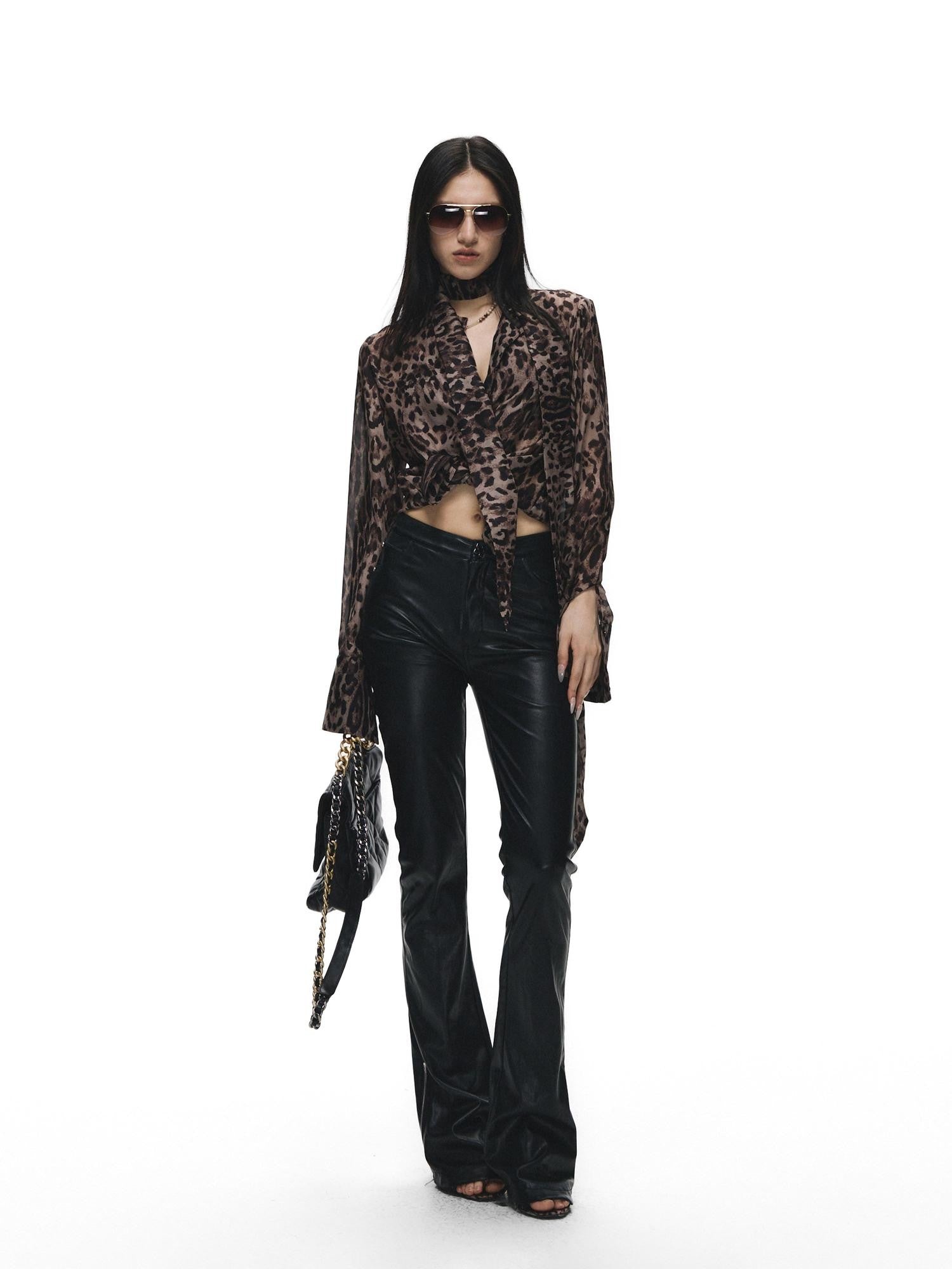 Fanptntox Black Slim Low Rise Zip Detail Women's Pu Faux Leather Pants