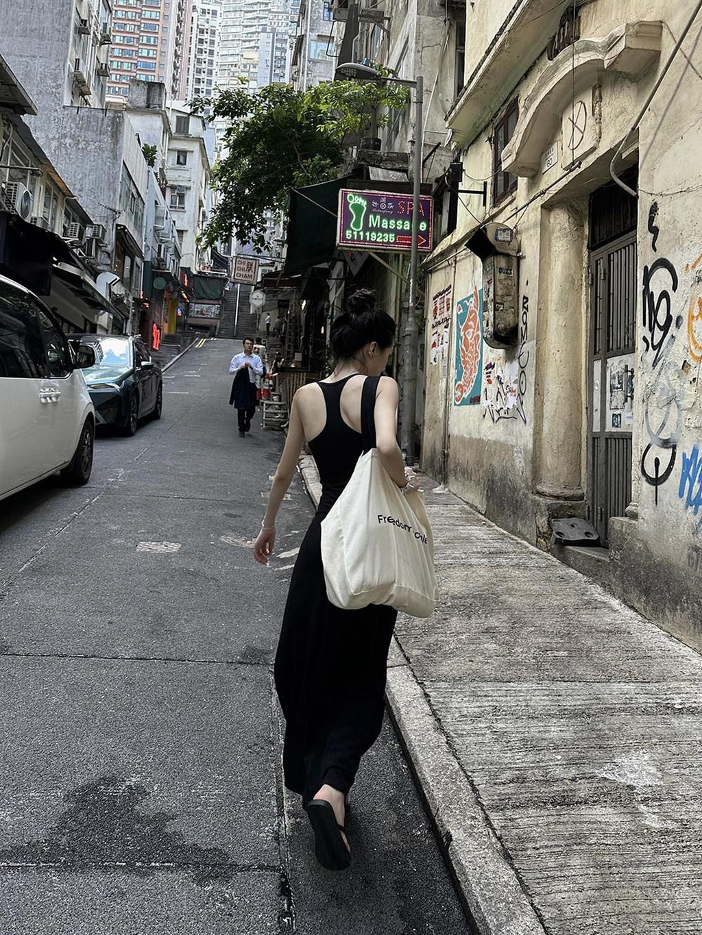 Fanptntox Black Slim Sleeveless U Neck Racerback Women's Cotton Blend Bodycon Maxi Dresses