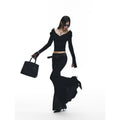Fanptntox_Black_Slim_V-neck_Knit_Spliced_Mermaid_Skirt_Women's_Viscose_Matching_Skirt_Sets_964634741653_MISSTT