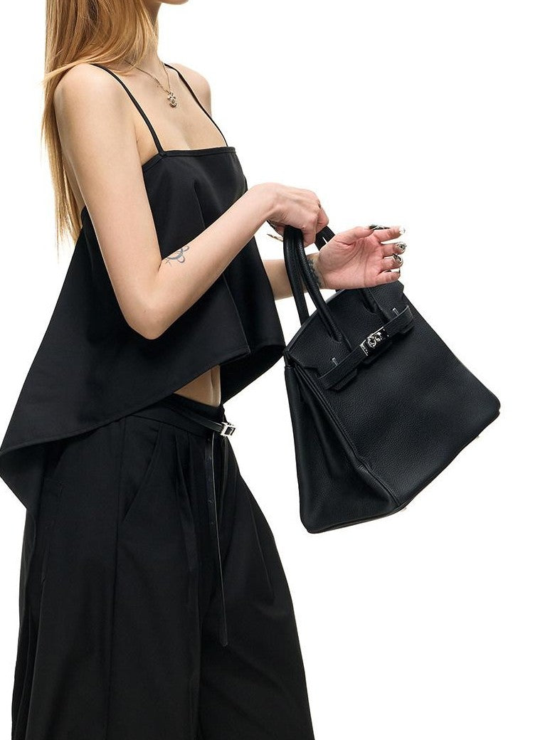 Fanptntox Black Strappy Backless Cropped Multiway Women's Woven Polyester Camisoles
