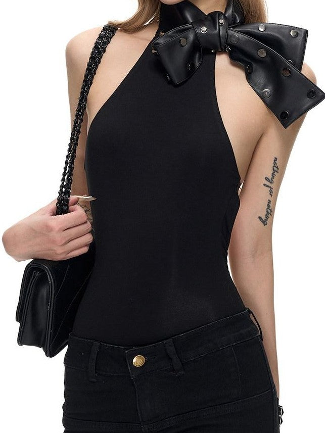 Fanptntox Black Studded Metal Multifunctional Buckle Tie Strap Women's Soft Pu Belts