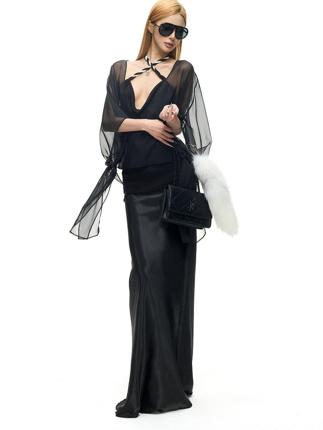 Fanptntox Black Twist Knot Knitted Slim Fit Women's Lyocell Stretch Halter Tops