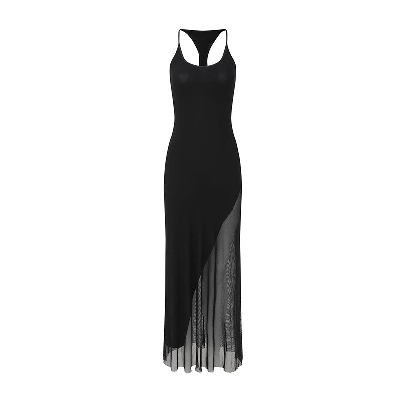 Fanptntox_Black_U_Neck_Mesh_Panel_Cinched_Waist_Women's_Slip_Maxi_Dresses_901137633561_MISSTT