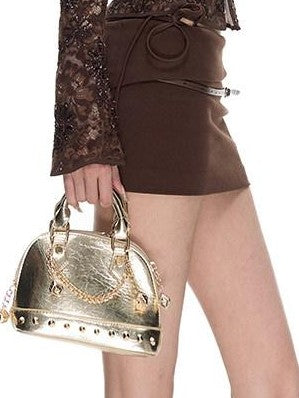 Fanptntox Brown Foldover Waist Drawstring Bodycon Women's Viscose Knit Mini Skirts