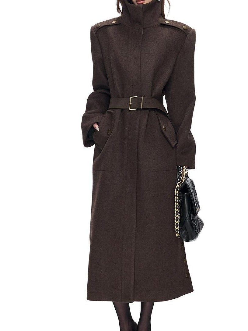 Fanptntox Brown Green Vintage Minimalist Studded Lettered Women's Pu Soft Belts