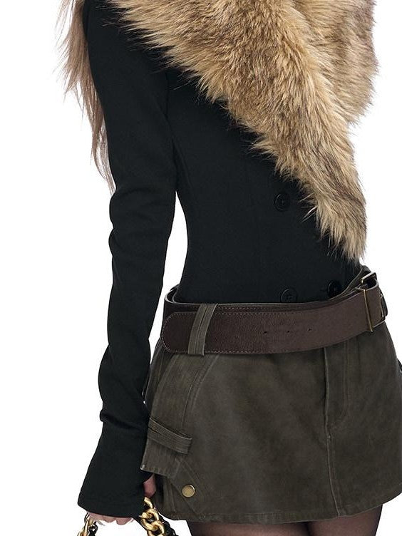 Fanptntox Brown Green Vintage Minimalist Studded Lettered Women's Pu Soft Belts