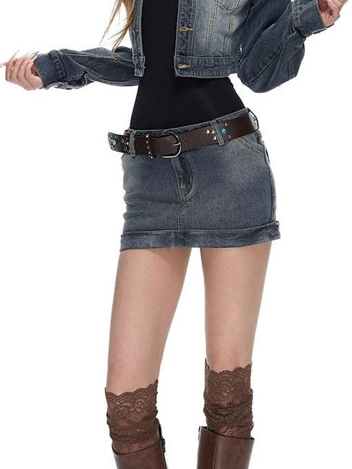 Fanptntox Brown Vintage Western Studded Agate Rhinestone Boho Women's Soft Pu Belts