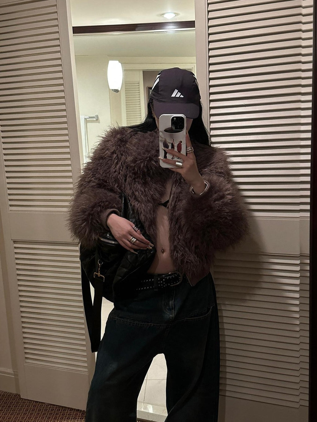 Fanptntox Brown Zipper Fluffy Short Loose Women's Plush Faux Fur Coats