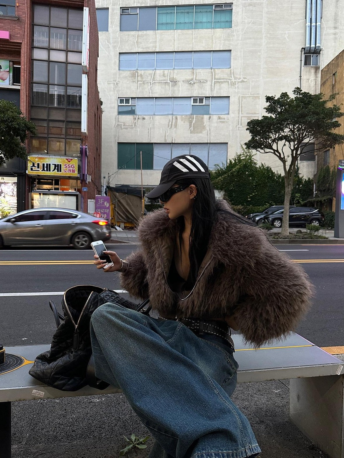 Fanptntox Brown Zipper Fluffy Short Loose Women's Plush Faux Fur Coats