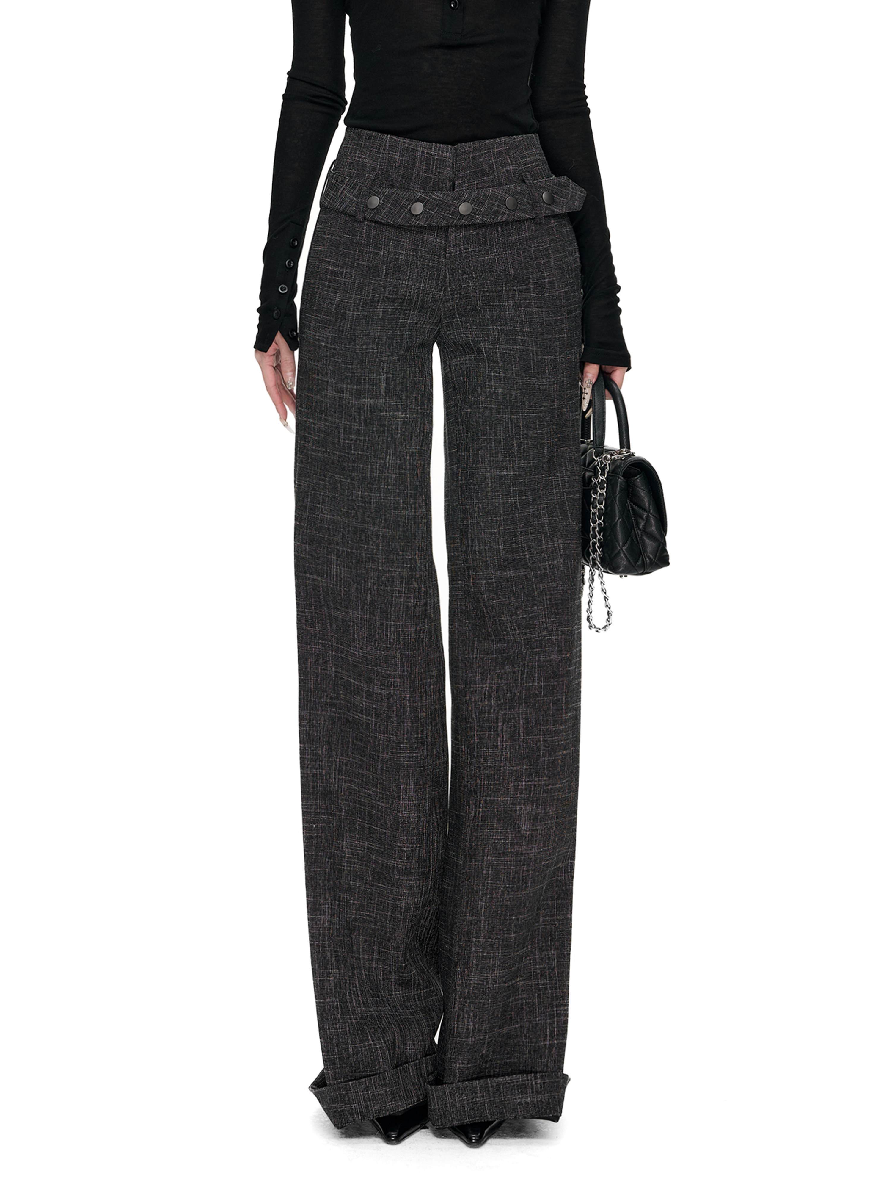 Fanptntox_Checked_High_Waist_Cuffed_Straight_Women's_Polyester_Tailored_Pants_999956952887_MISSTT