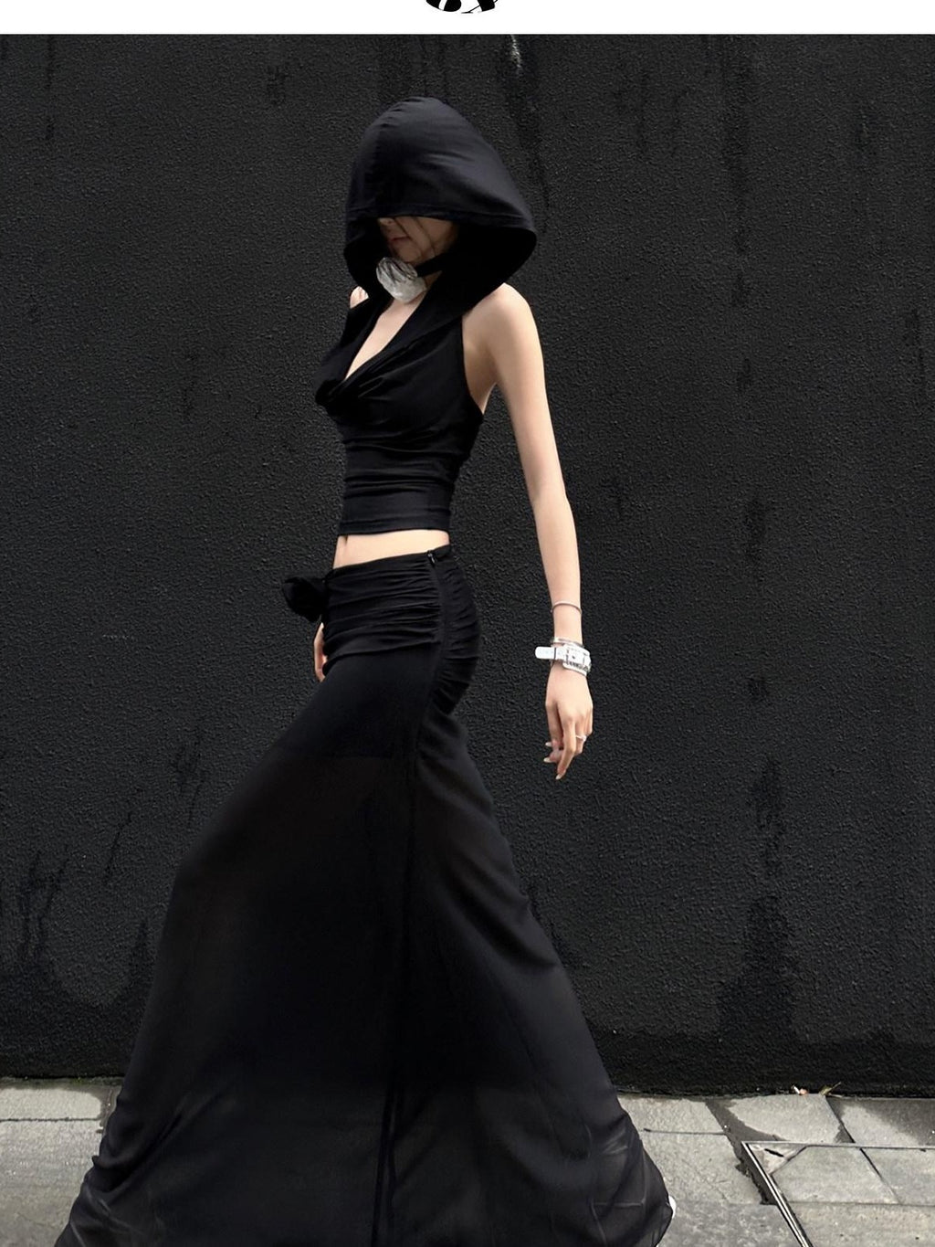 Fanptntox Chiffon Sheer Low Waist Slim Fit Solid H Line Pencil Women's Other Maxi Skirts