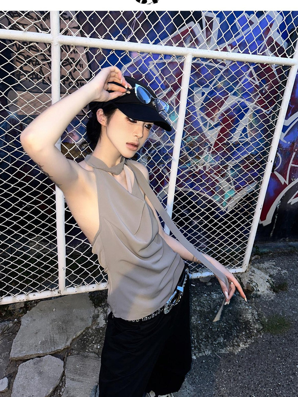 Fanptntox Coffee Brown Tie Back Open Back Solid Straight Cut Women's Halter Tops