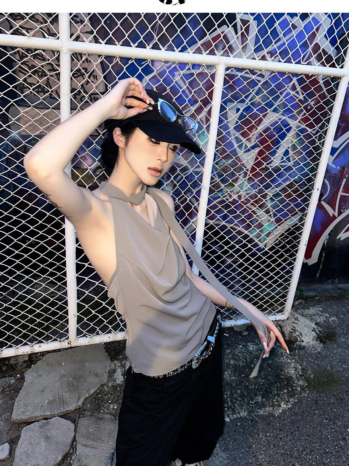 Fanptntox Coffee Brown Tie Back Open Back Solid Straight Cut Women's Halter Tops