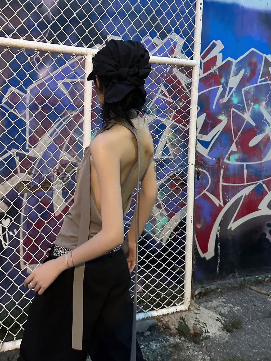 Fanptntox Coffee Brown Tie Back Open Back Solid Straight Cut Women's Halter Tops