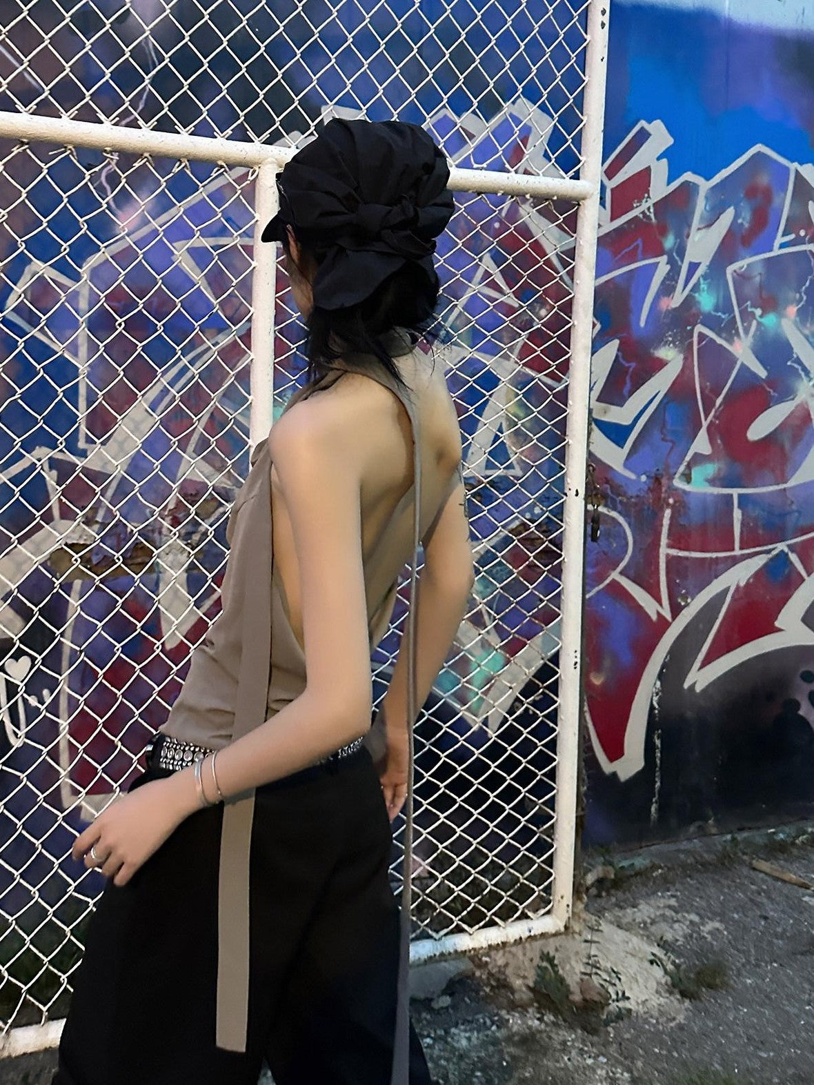 Fanptntox Coffee Brown Tie Back Open Back Solid Straight Cut Women's Halter Tops