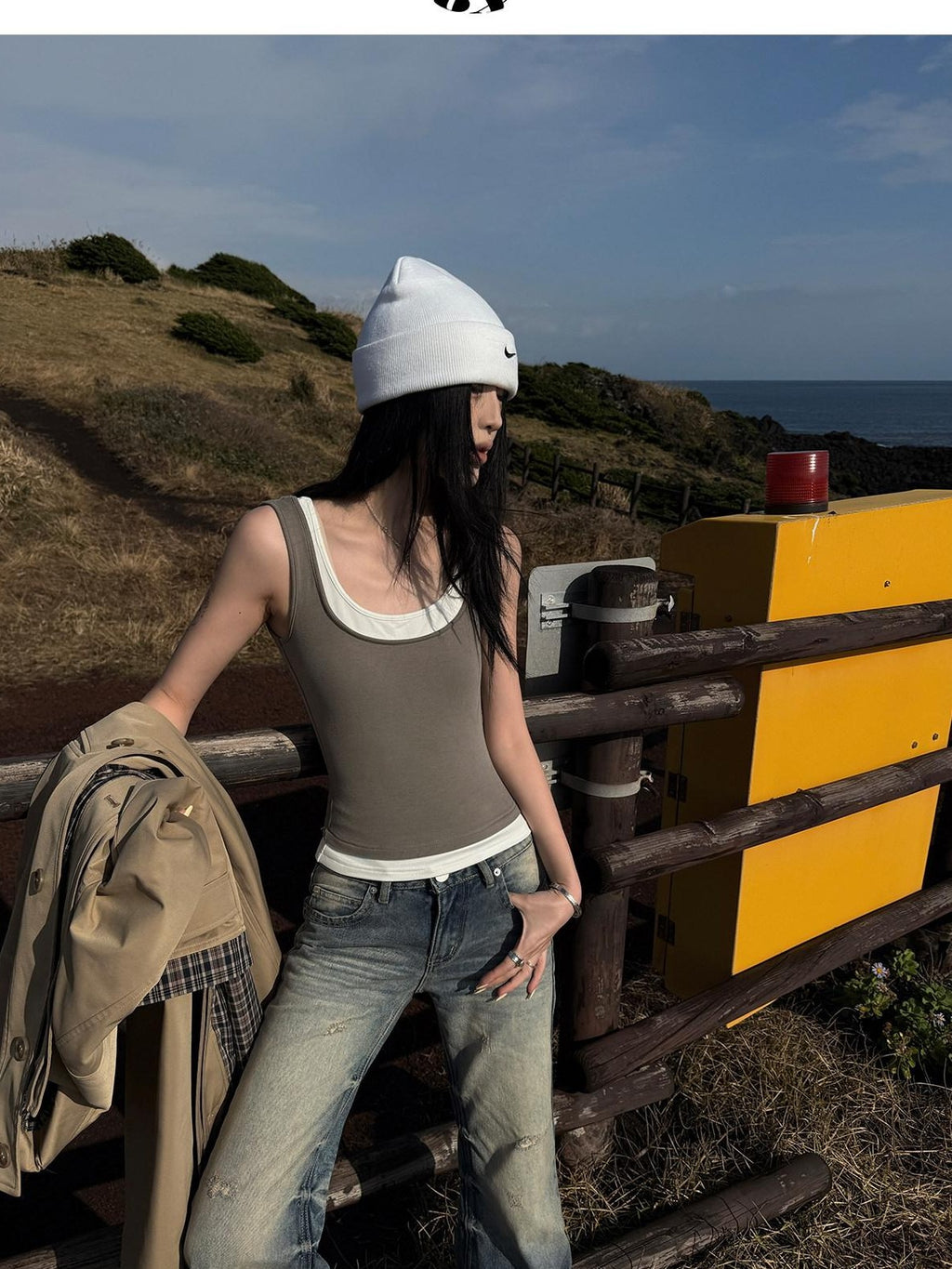 Fanptntox Colorblock Deconstructed Faux Layered Racerback Slim Women's Tank Tops