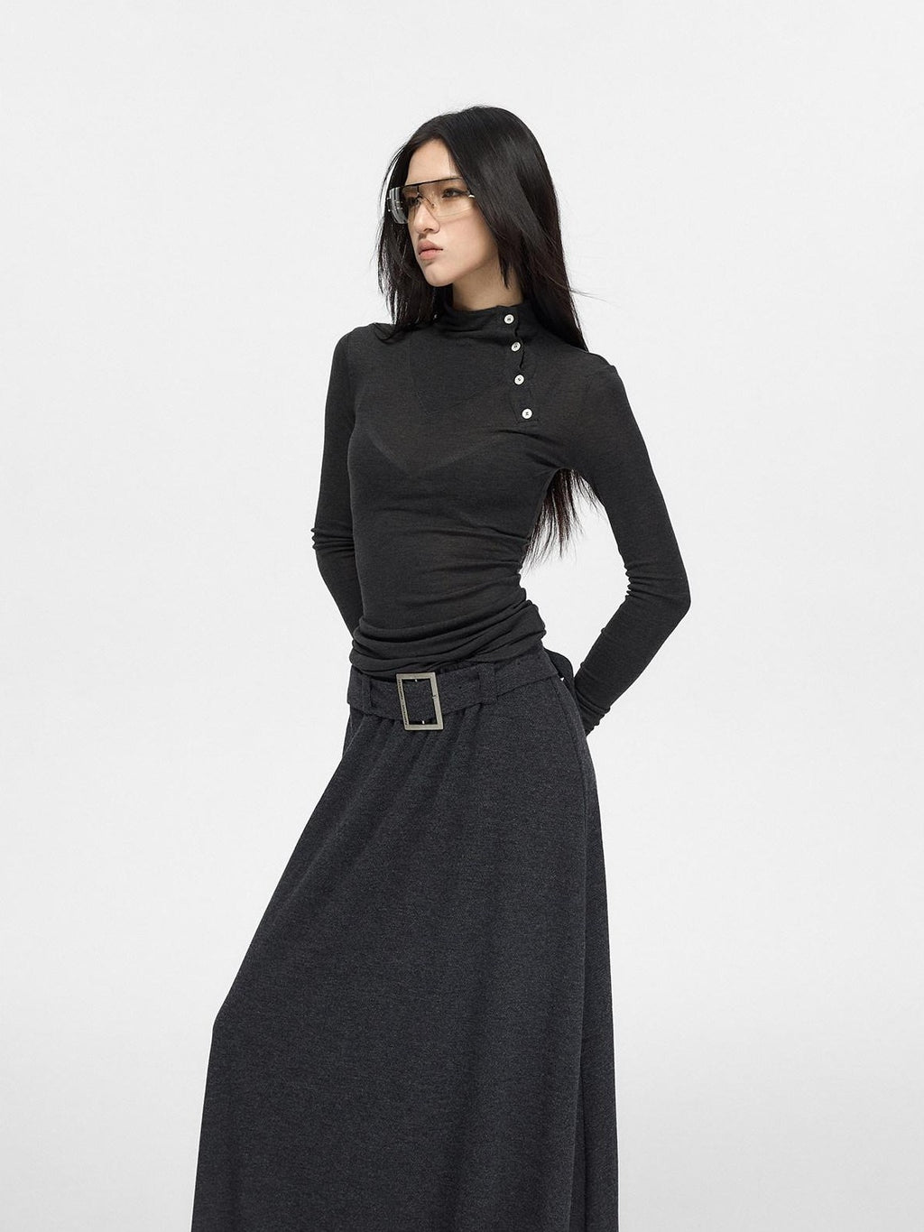Fanptntox Colorblock Sheer Knit High Waist Women's Viscose Bodycon Mini Dresses