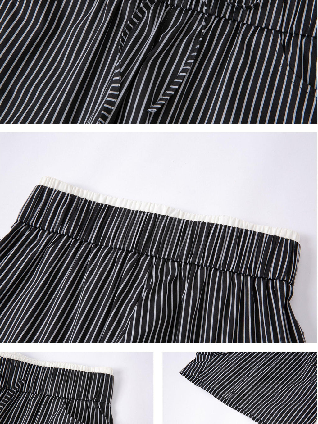 Fanptntox Contrast Stripe Long Sleeve Women's Slim Shorts Casual Top & Shorts Sets