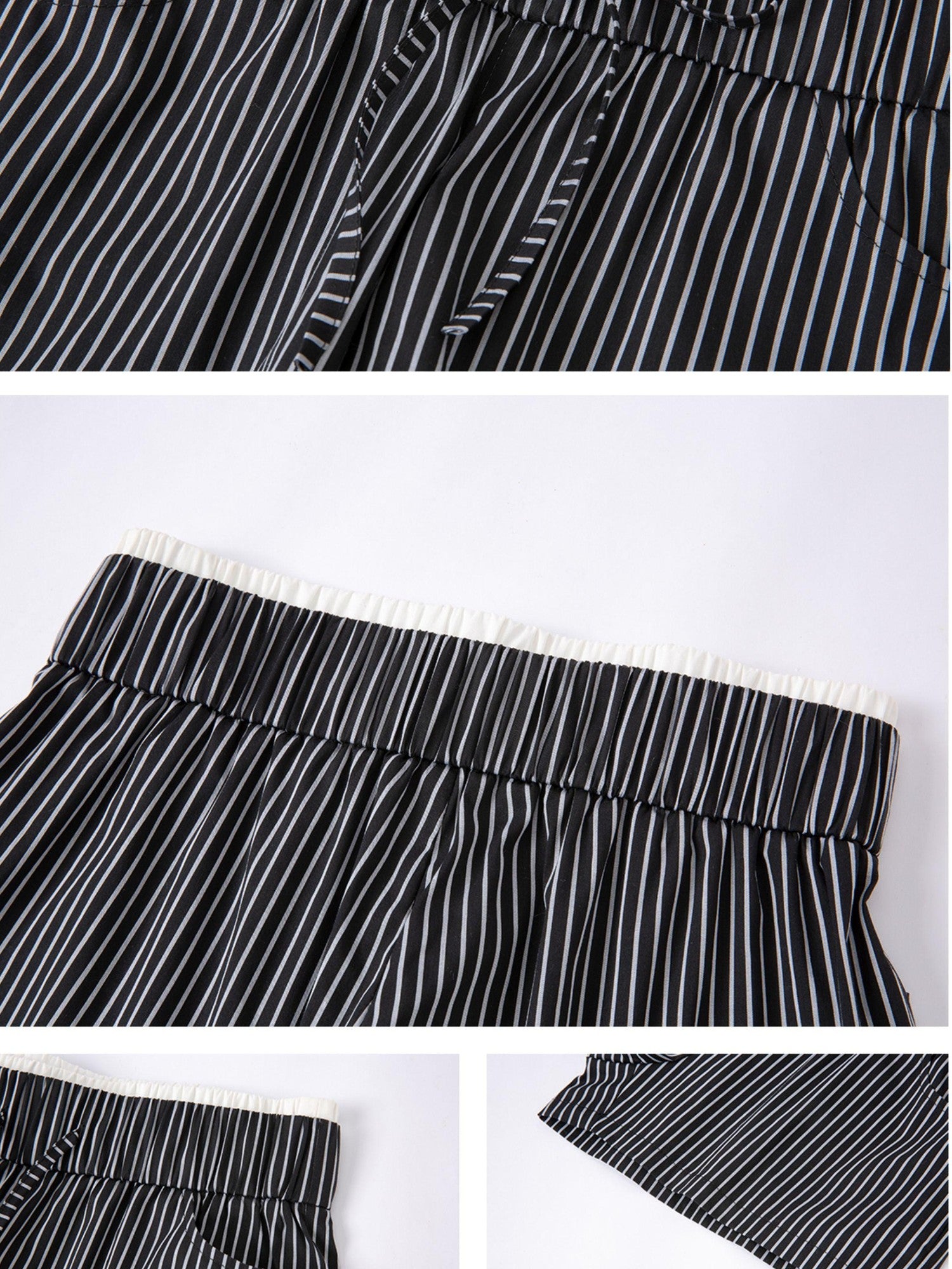 Fanptntox Contrast Stripe Long Sleeve Women's Slim Shorts Casual Top & Shorts Sets