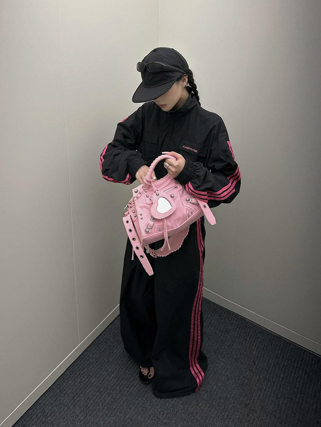 Fanptntox Contrast Webbing Patch Cargo Jacket Women's Long Pants Casual Top & Pants Sets