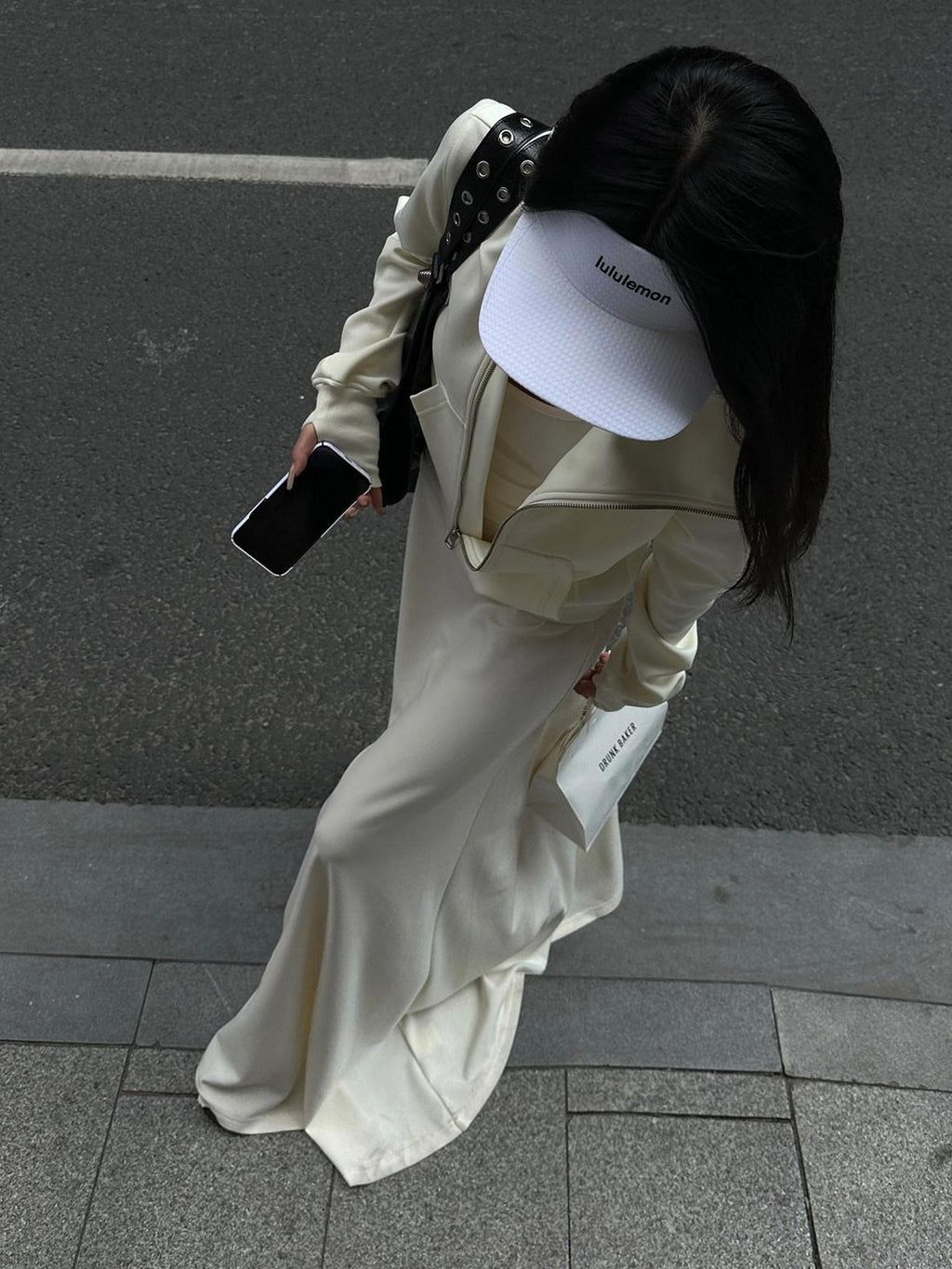 Fanptntox Cream High Neck Zipper Loose Fit Long Sleeve Women's Casual Jackets