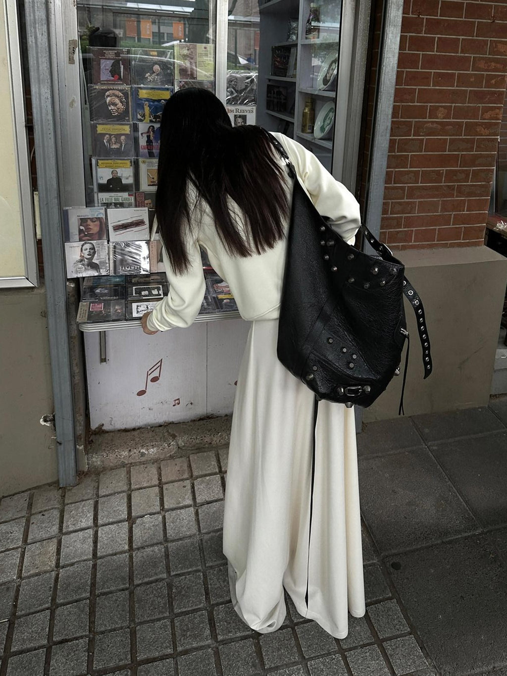 Fanptntox Cream High Neck Zipper Loose Fit Long Sleeve Women's Casual Jackets