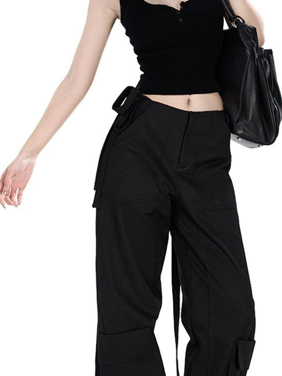 Fanptntox Cropped Spliced Button Waist Slim Fit Women's Tencel Wool Tank Tops