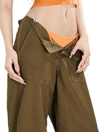 Fanptntox Cropped Spliced Button Waist Slim Fit Women's Tencel Wool Tank Tops